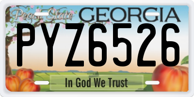 GA license plate PYZ6526