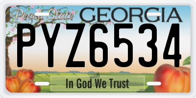 GA license plate PYZ6534