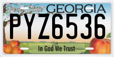 GA license plate PYZ6536