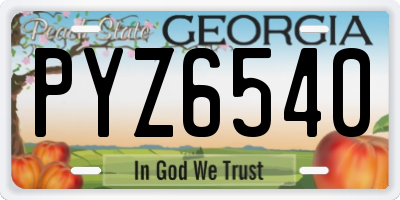 GA license plate PYZ6540
