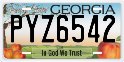 GA license plate PYZ6542