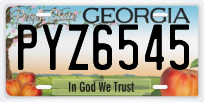 GA license plate PYZ6545
