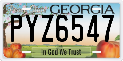 GA license plate PYZ6547