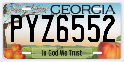 GA license plate PYZ6552