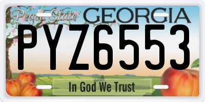 GA license plate PYZ6553