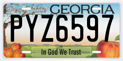 GA license plate PYZ6597