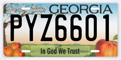 GA license plate PYZ6601