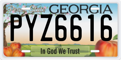 GA license plate PYZ6616