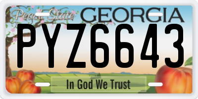 GA license plate PYZ6643