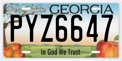 GA license plate PYZ6647