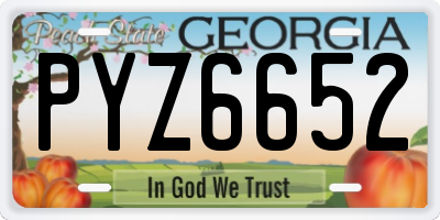 GA license plate PYZ6652