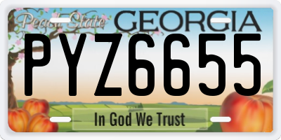 GA license plate PYZ6655