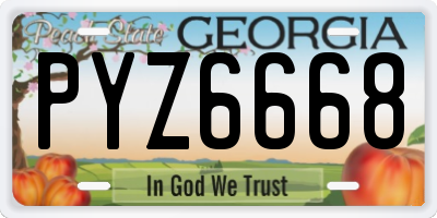 GA license plate PYZ6668