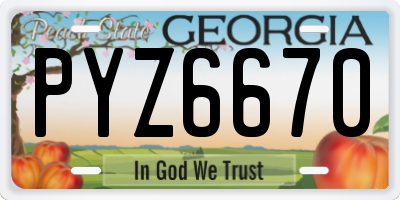 GA license plate PYZ6670
