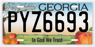 GA license plate PYZ6693