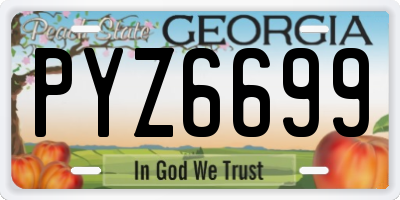 GA license plate PYZ6699
