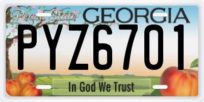 GA license plate PYZ6701
