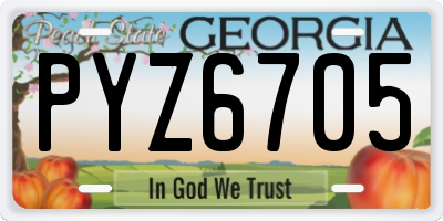 GA license plate PYZ6705