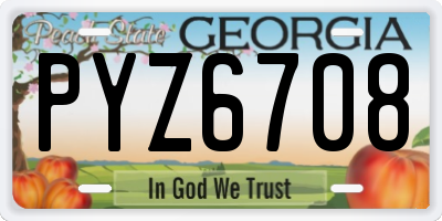 GA license plate PYZ6708