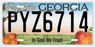GA license plate PYZ6714
