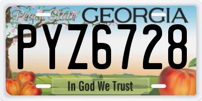 GA license plate PYZ6728