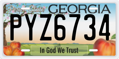 GA license plate PYZ6734