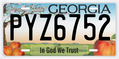GA license plate PYZ6752