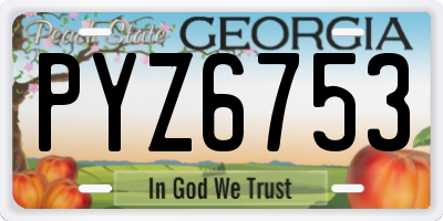 GA license plate PYZ6753