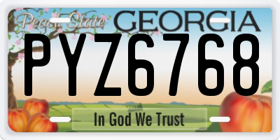 GA license plate PYZ6768