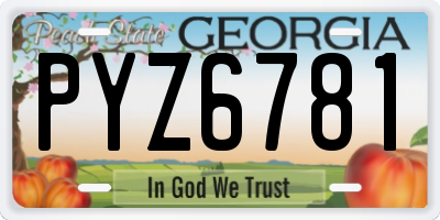GA license plate PYZ6781