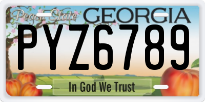 GA license plate PYZ6789