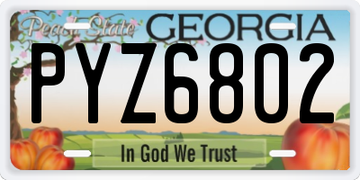 GA license plate PYZ6802