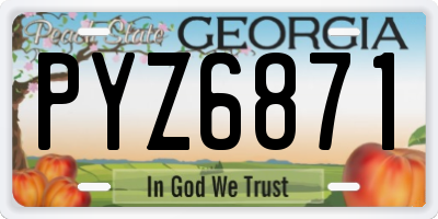GA license plate PYZ6871
