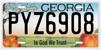 GA license plate PYZ6908