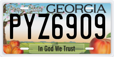 GA license plate PYZ6909
