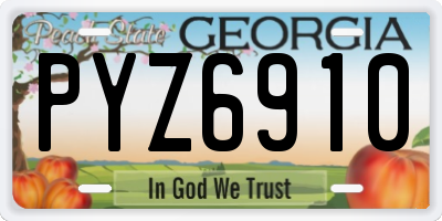 GA license plate PYZ6910