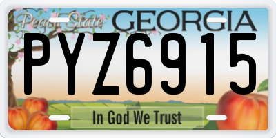 GA license plate PYZ6915
