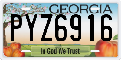 GA license plate PYZ6916