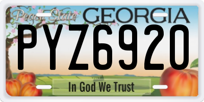 GA license plate PYZ6920