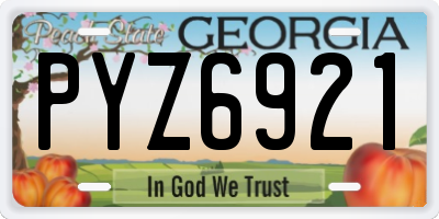 GA license plate PYZ6921