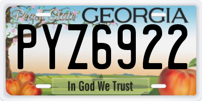 GA license plate PYZ6922