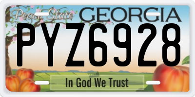 GA license plate PYZ6928