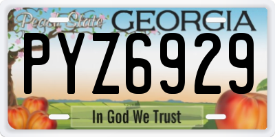 GA license plate PYZ6929