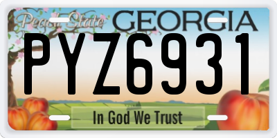 GA license plate PYZ6931