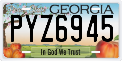GA license plate PYZ6945