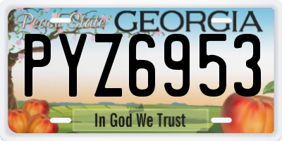 GA license plate PYZ6953