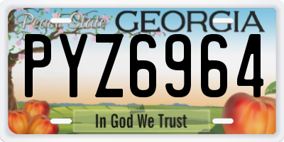 GA license plate PYZ6964