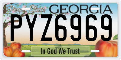 GA license plate PYZ6969