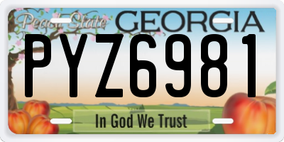 GA license plate PYZ6981