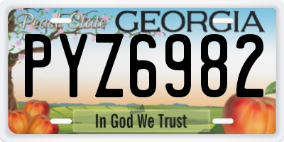 GA license plate PYZ6982